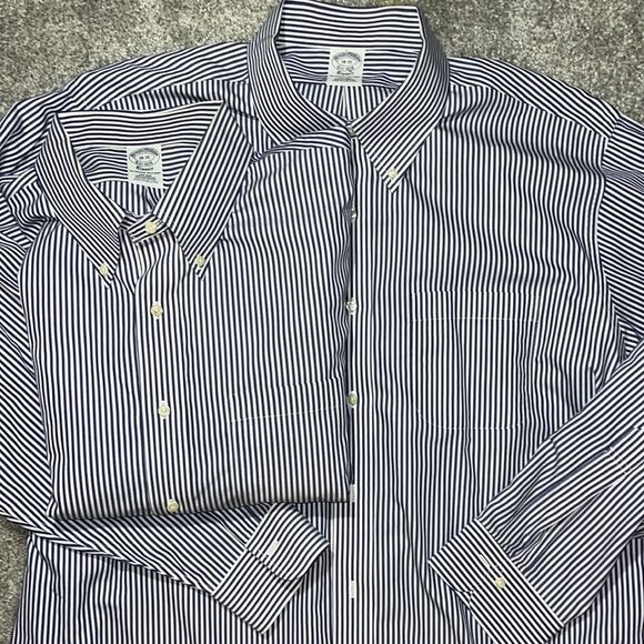 2-Blue Stripe Brooks Brothers Non-Iron Supima Cotton Original Polo Shirt 18 x 35 - Picture 1 of 5
